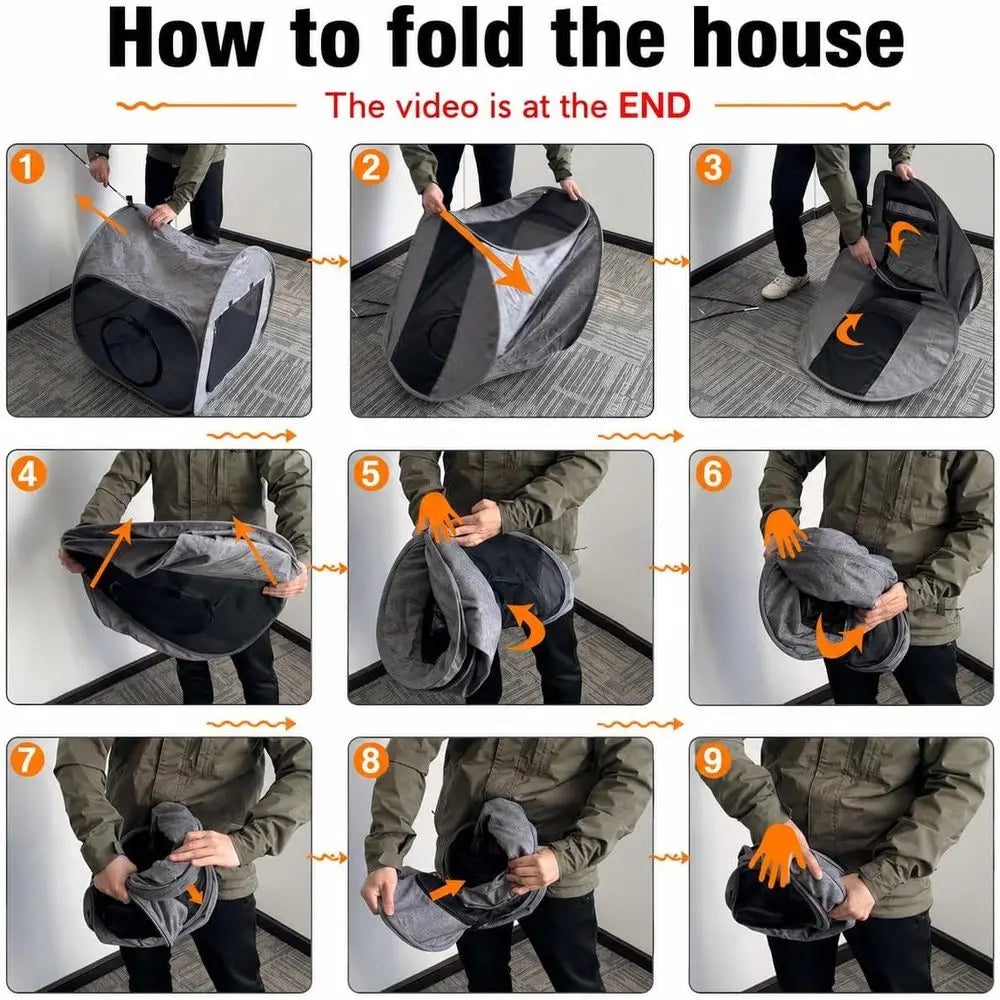 Gray Cat Playpen for Indoor and Outdoor Use: Ideal for Delivery Rooms, Enclosures, Postoperative Recovery, and House Design