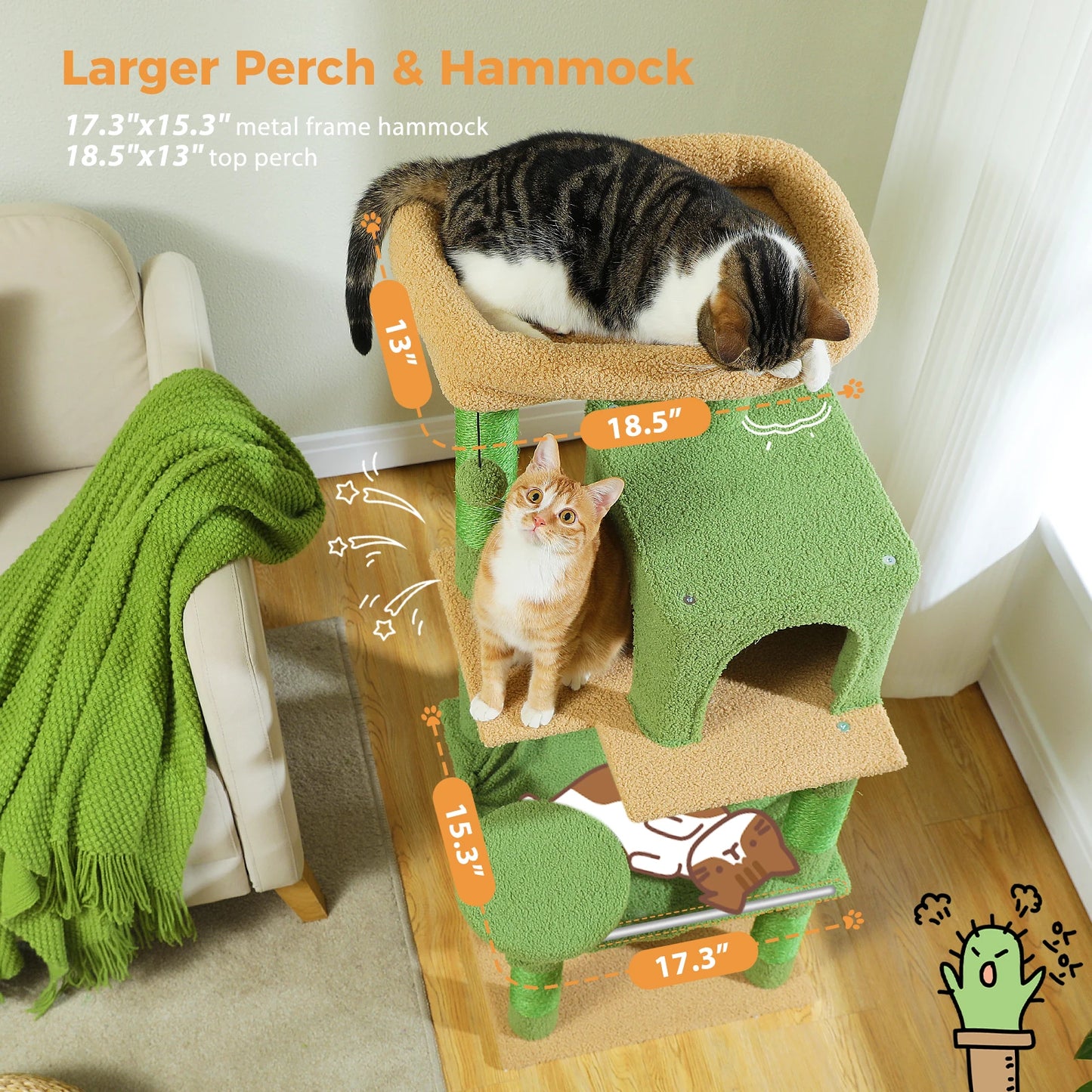 PAWZ Road Cactus Cat Tree Tower For Large Cats Perch