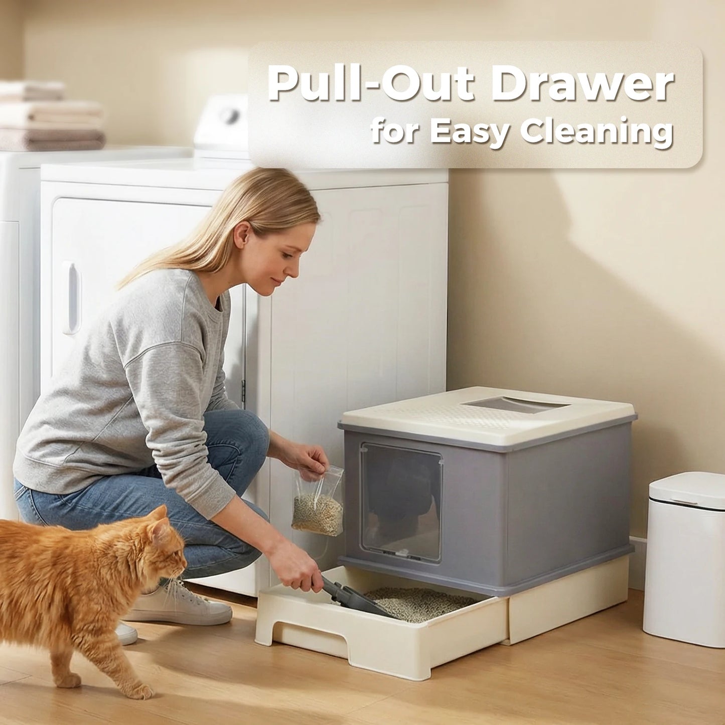 Enclosed Cat Litter Box With Scoop Large Indoor Cat Toilet