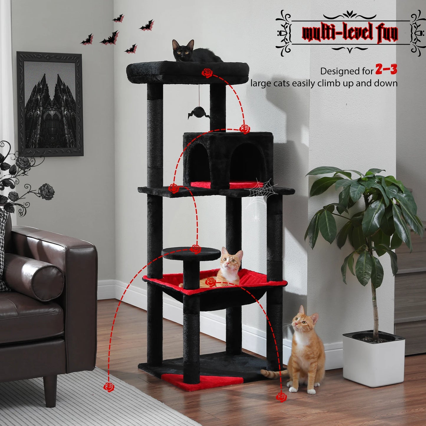 PAWZ Road Gothic Cat Tree Indoor Tall Tower Hammock