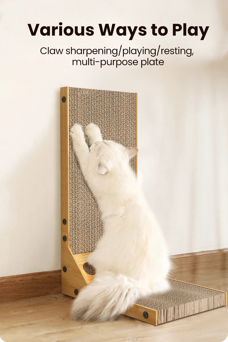 ROJECO Cat Scratcher Cat Scratching Board For Cats Toys L-Shaped Claw Grinding Scraper Mat Cat Furniture Protector Accesories
