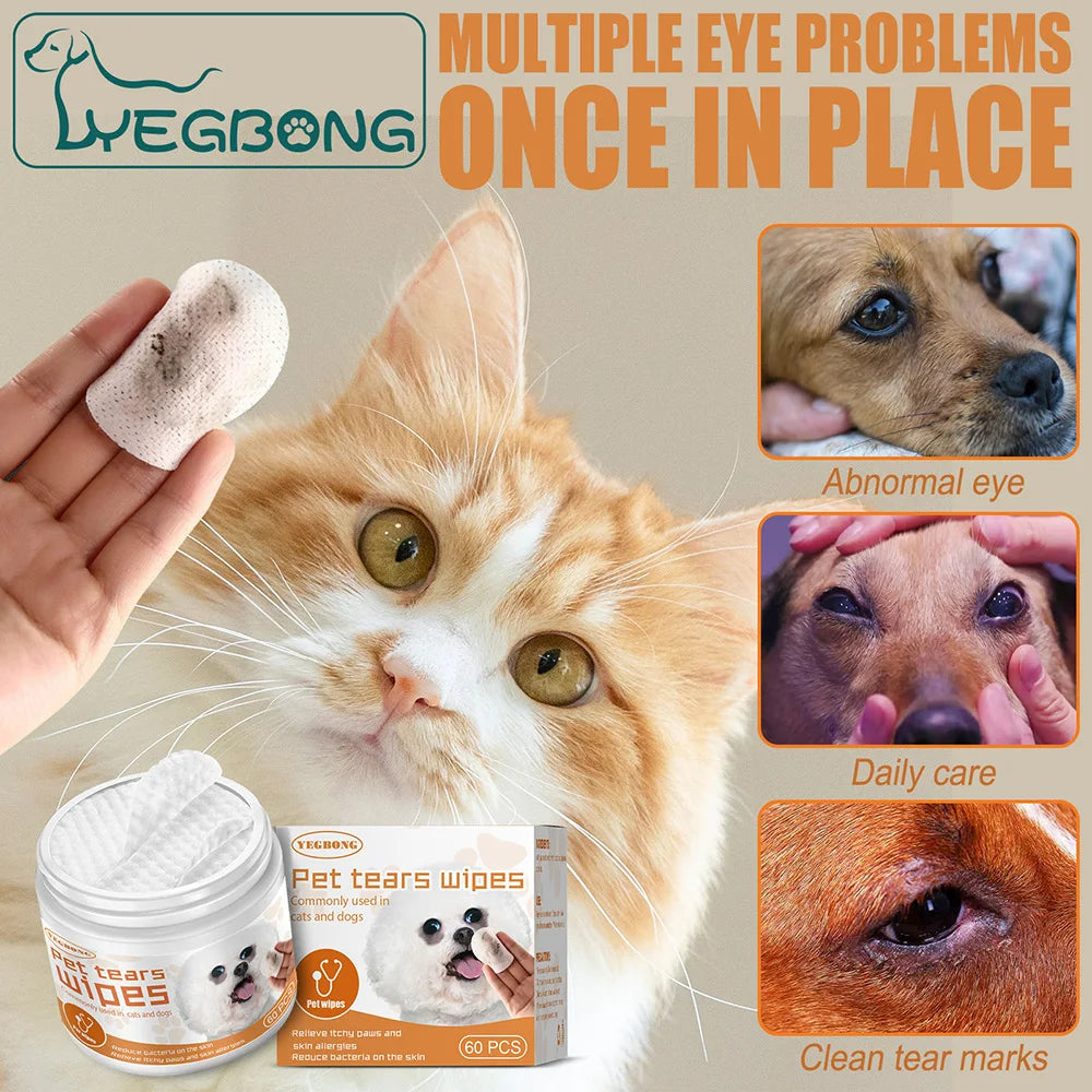Dog Cat Wet Wipes Ear Stain Remover Nonwoven Cleaning Wipes