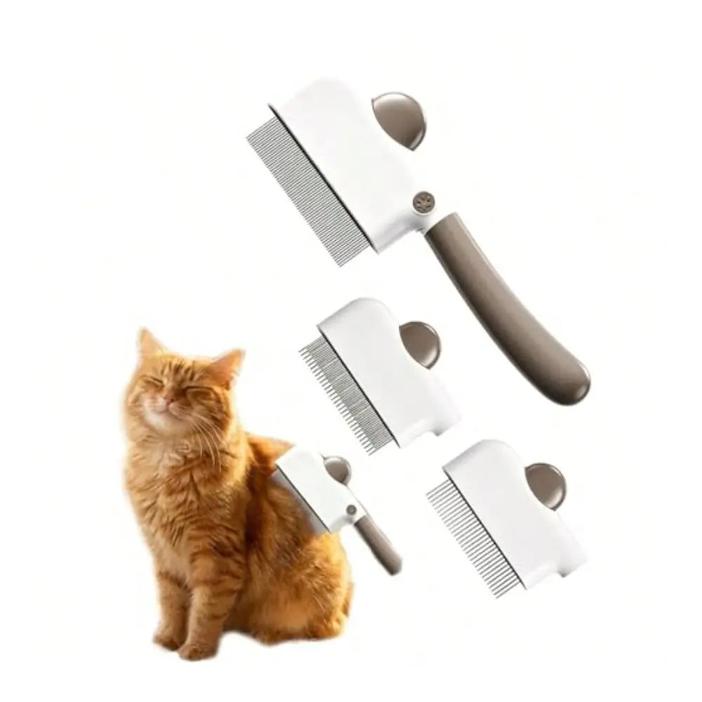 Pet Hair Removal Comb, Interchangeable Cat Brush With Release Button Cat Brush For Indoor Cats, Dog Brush And Pet Grooming Brus