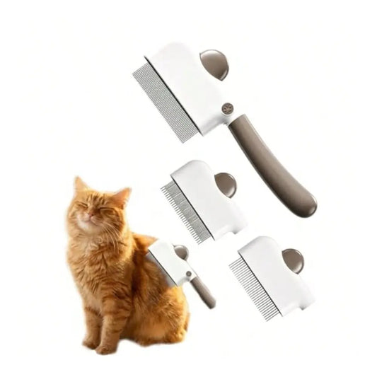 Pet Hair Removal Comb, Interchangeable Cat Brush With Release Button Cat Brush For Indoor Cats, Dog Brush And Pet Grooming Brus