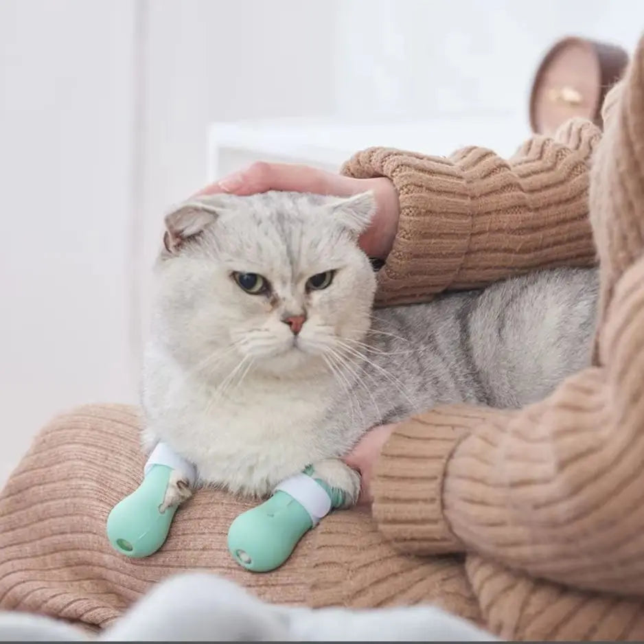 Adjustable Silicone Cat Claw Protector Bath Anti-Scratch Cat Shoes For Cat Pet Bath Wash Boots Cat Paw Nail Cover Pet Grooming S