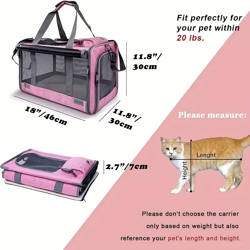 Airline Approved Soft Sided Pet Carrier With Breathable Mesh Leash