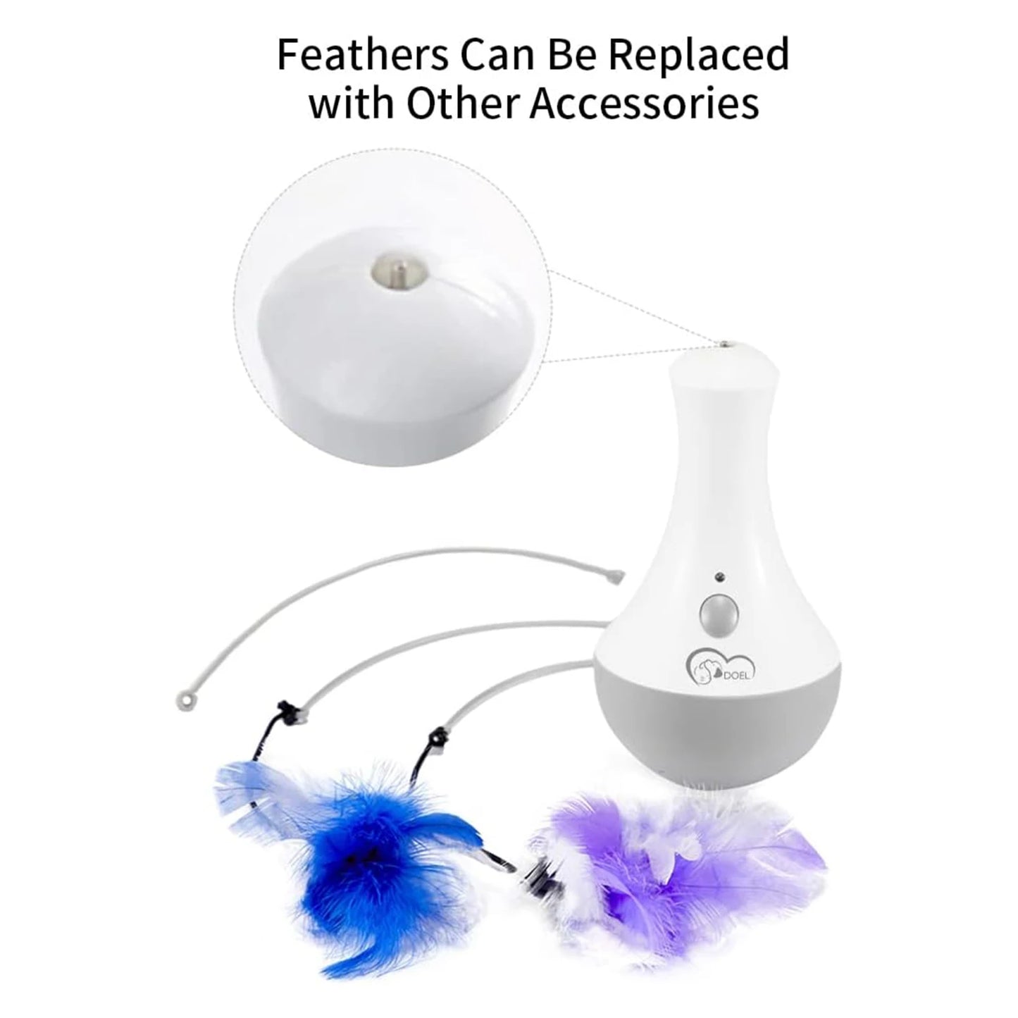 Cat Interactive Feather Toy Teaser With 360 Degree Rotation For Indoor Play