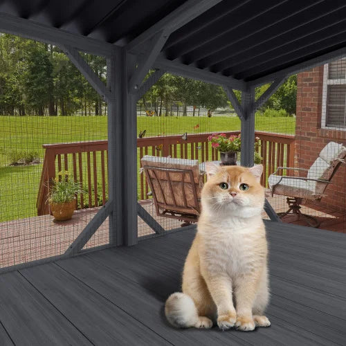 Cat Window Box, 43.3" Catio Outdoor Cat Enclosure with Bug Proof Net for Sunbathing, Napping & Viewing, Window Perch Cat Cage