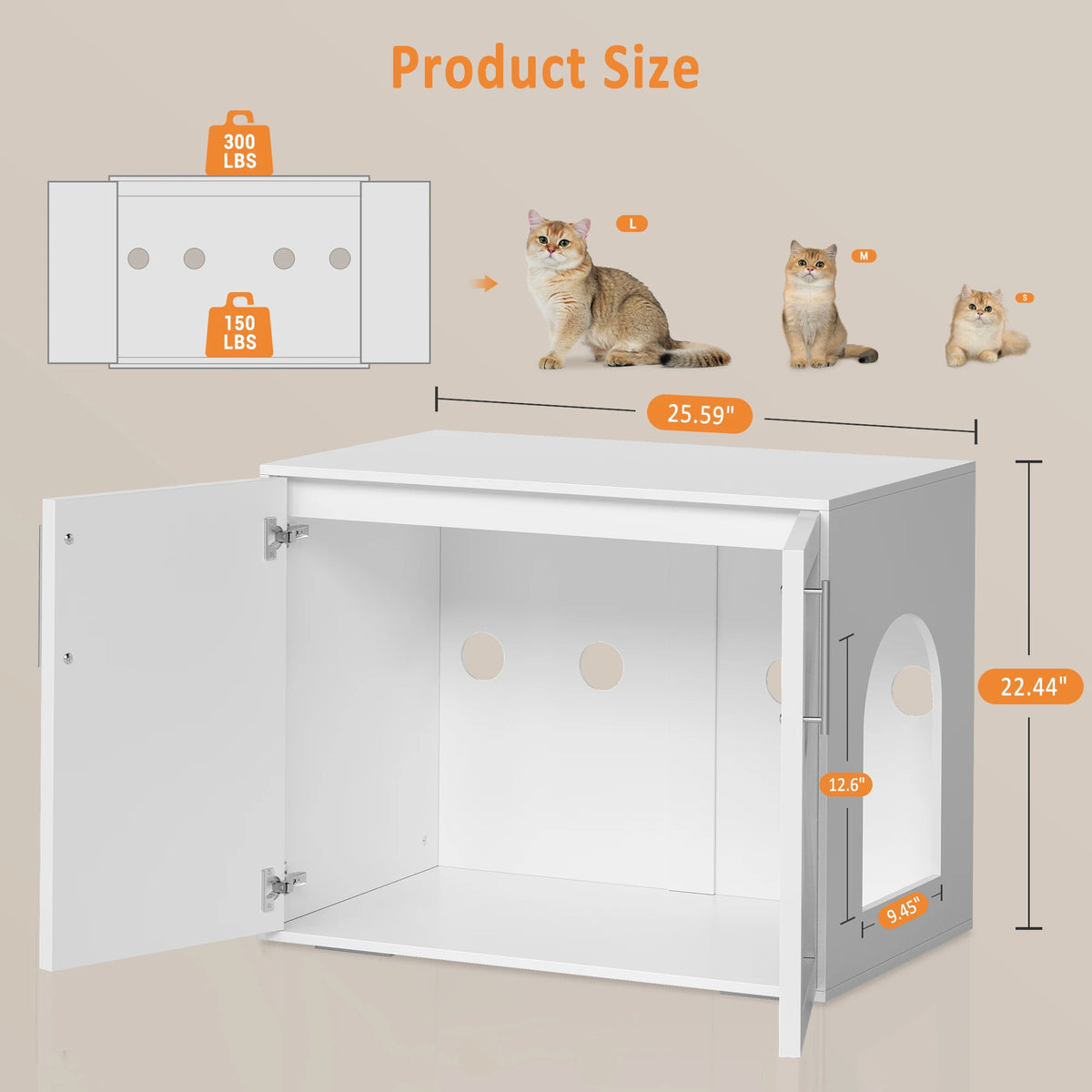 HiMISS Hidden Cat Litter Box Enclosure With Barn Doors