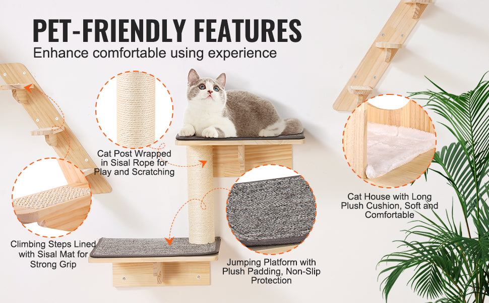 SucceBuy Cat Wall Shelves And Perches With Jumping Boards