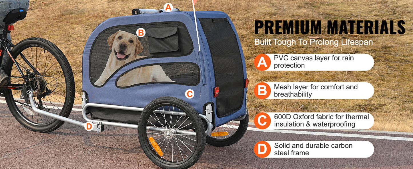 SucceBuy 100lbs Pet Cart Bicycle Carrier Dog Bike Trailer with Coupler, Reflectors, Flag, Collapsible to Store for Dogs Travel