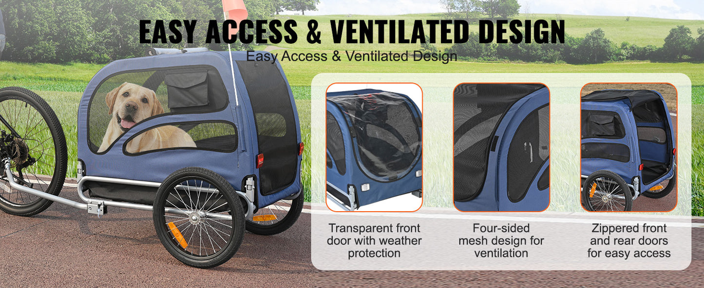 SucceBuy 100lbs Pet Cart Bicycle Carrier Dog Bike Trailer with Coupler, Reflectors, Flag, Collapsible to Store for Dogs Travel